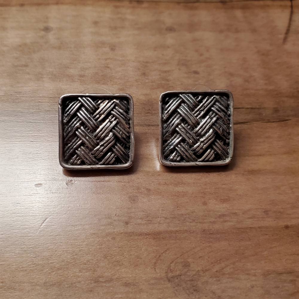 Vintage Woven Sterling Silver Earrings